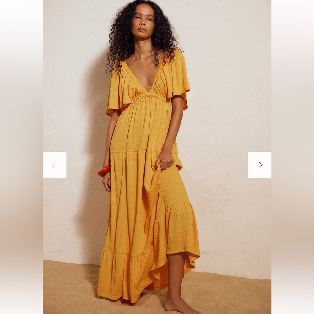 Free People Dress La La Maxi Dress in Golden Pollen XS